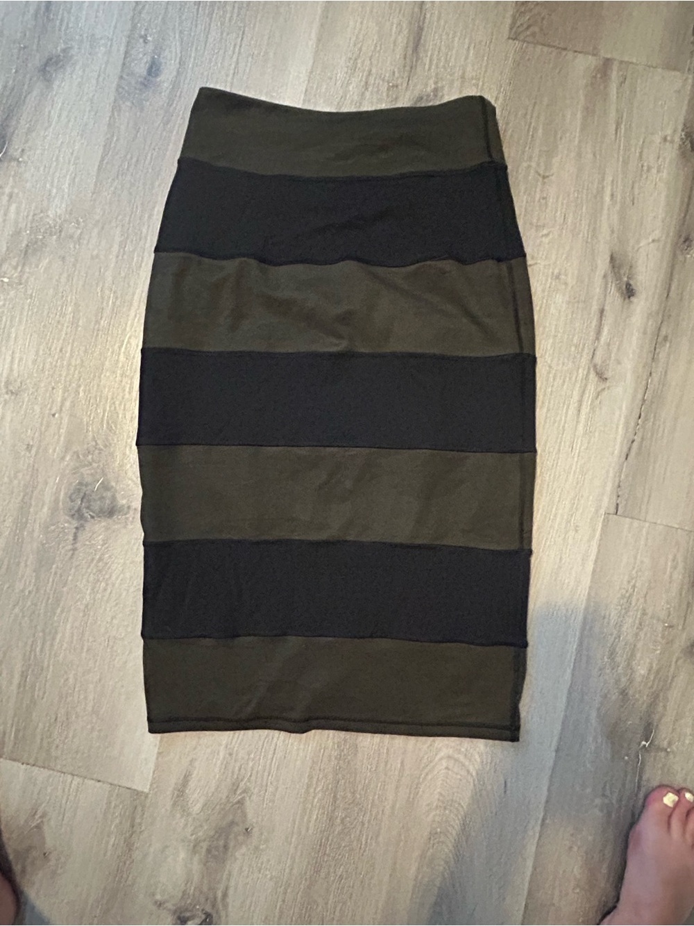 lululemon camo Olive and Black Striped Midi Pencil Skirt